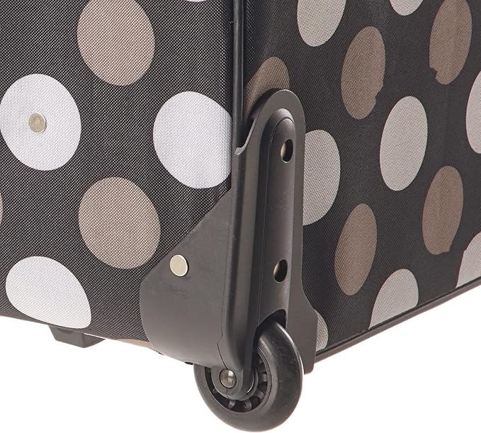 Rockland Fashion Softside 4 Piece Luggage Set, Expandable, (14" Tote/19"/24"/28"), Black Dot