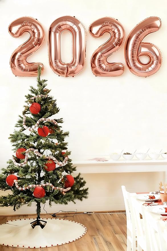 2026 Rose Gold Numbers Balloon 40 Inch, Happy New Years 2026 Balloons for Nye Decor Party, 2026 Digital Balloon Graduation Decoration Supplies