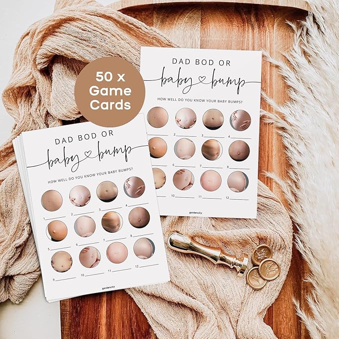 Baby Shower Games, Baby Bump or Dad Bod Hilarious Baby Shower Game for Boy or Girl, Gender Neutral, 50 Cards