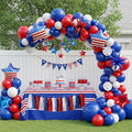 Patriotic balloons Red White and Blue balloon garland arch kit with star print and flag star mylar balloon Tissue Paper Tassels Banner for 4th of july independent day Veteran Day party decorations