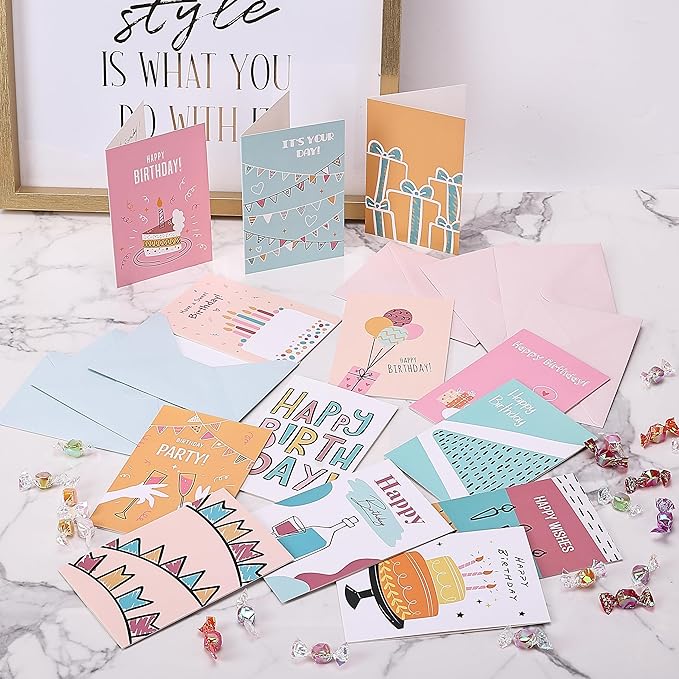 Mr. Pen Assorted Birthday Cards Pack - 20 Cards with Envelopes, 4 x 6 Inches