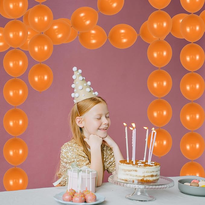 IN-JOOYAA 6 Inch Orange Latex Link Balloon 100 Pcs Quick Linkable Balloon for Party Decoration
