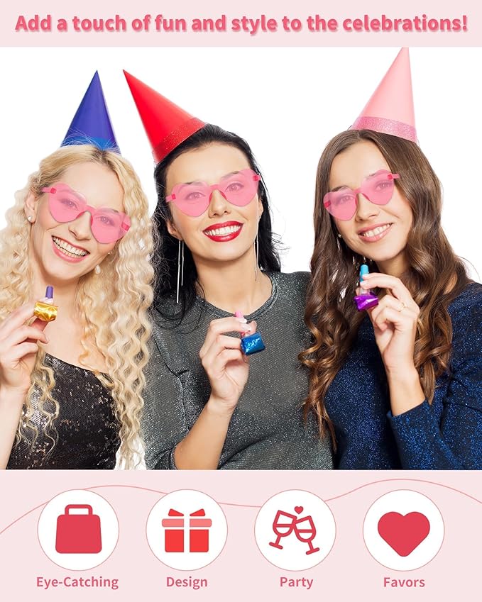 80 Pairs Heart Sunglasses for Women Bulk Transparent Pink Heart Shaped Sunglasses Bachelorette Party Glasses Fun Glasses for Party Favor to Add A Splash of Fun And Style