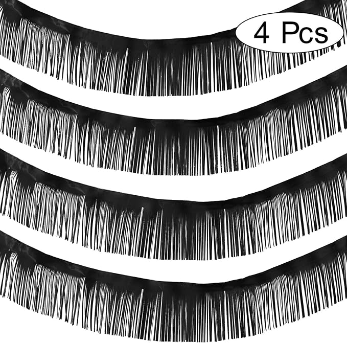 WILLBOND 4 Packs 40 Feet Fringe Garland Foil Fringe Garland Metallic Tinsel Foil St. Patrick's Day Hanging Banner for Wedding Birthday Parties Holiday Decorations Graduation