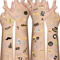 XZENTIRA 4 Sheets 2026 New Year Temporary Tattoos, Black Gold Silver Designs, NYE Party Supplies, New Year's Eve Favors, Happy New Year 2026 Decorations