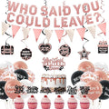 Roetyce Farewell Party Decorations, Rose Gold Who Said You Could Leave Banner Balloons Cake Toppers Hanging Swirls, Pink Going Away Retirement Leaving Party Decorations Coworker Goodbye Party Supplies