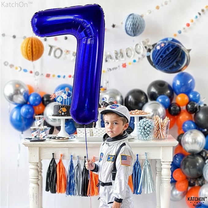KatchOn, Giant Dark Blue Number 7 Balloon - 40 Inch | 7th Birthday Balloon for 7th Birthday Decorations | 7 Balloons for Birthday | 7 Year Old Balloons for 7 Year Decorations