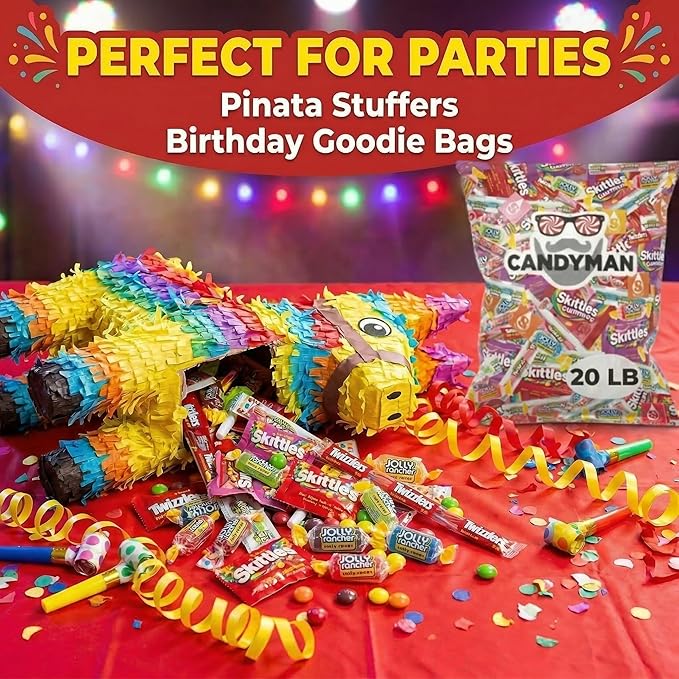 CANDYMAN Assorted Candy Variety Pack 20lbs, Easter Candy Bulk Individually Wrapped, Party Favors Goodie Bags, Pinata Stuffers, Birthday Parties