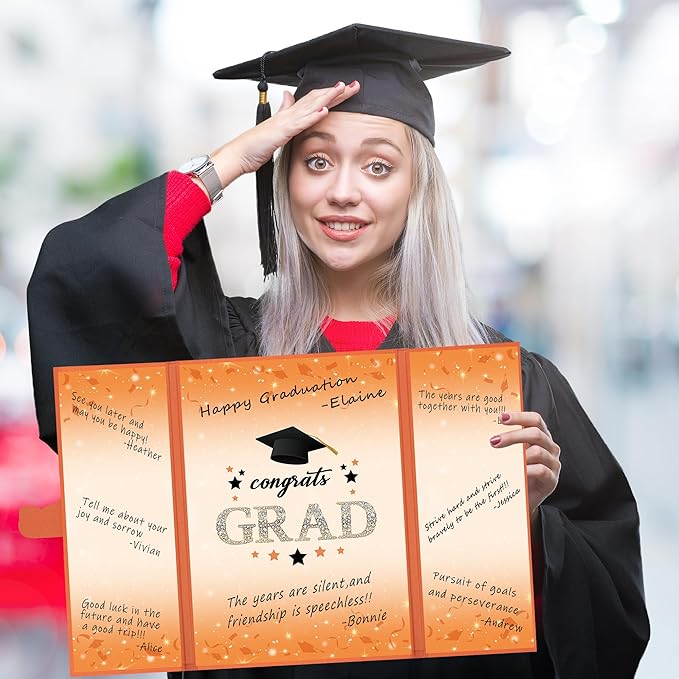 Vlipoeasn 2026 Graduation Guest Book Alternative, Orange Class of 2026 Graduation Party Decorations, Graduation Signature Book for 2026 College High School, Unique Graduation Gifts for Friends