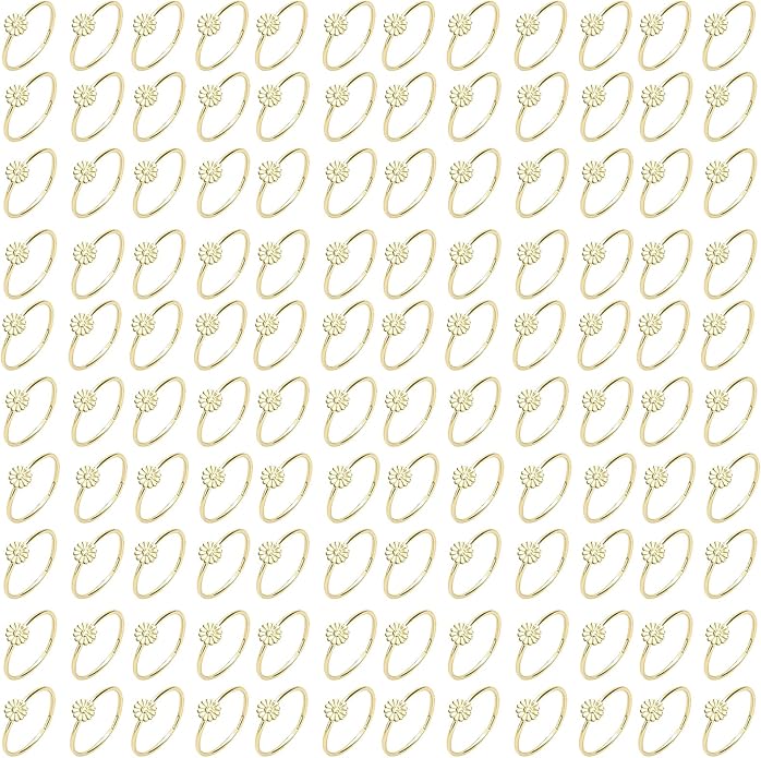 NEWITIN 120 Pieces Fake Rings Diamond Engagement Rings Silver Ring for Bridal Shower Party Game Wedding Table Decorations