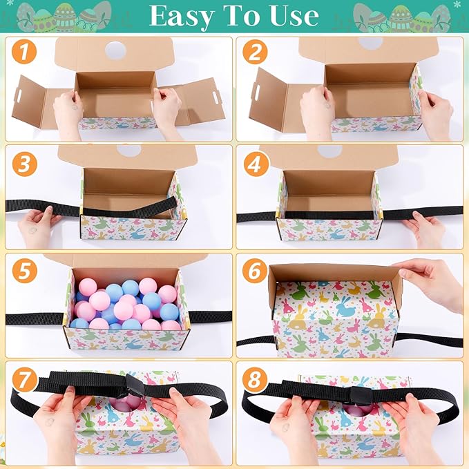 4 Sets Easter Party Games Swing Shaking Balls Game Colorful Bunny Novelty Twerk Game with 4 Adjustable Belts and 80 Balls for Adults Garden Outdoor Indoor Group Holiday