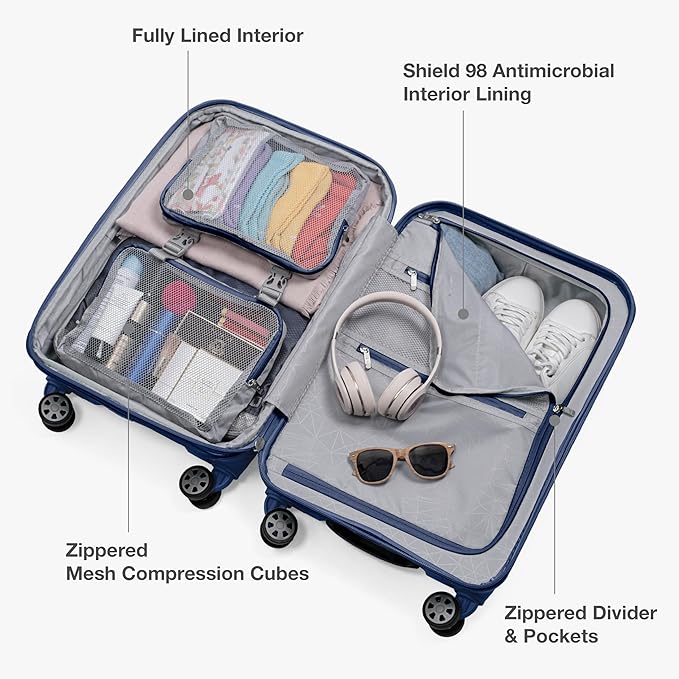 Traveler's Choice Pagosa Hardshell Expandable Luggage with Spinner Wheels, Navy, 2-Piece Set (22/26)