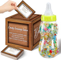 Glenmal 52 Pcs Baby Shower Games Gift Sets Large Baby Bottle for Shower Game Guess How Many Candies Baby Shower Decorations for Baby Shower favors Games Gender Reveal (Wood Grain)