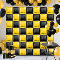 50 PCS Black and Gold Square Foil Balloons Wall Backdrop 19 Inch DIY Reusable Mylar Balloons Tunnel Garland Arch Kit for Graduation 2026, Retirement, Birthday, Anniversary Party Decorations