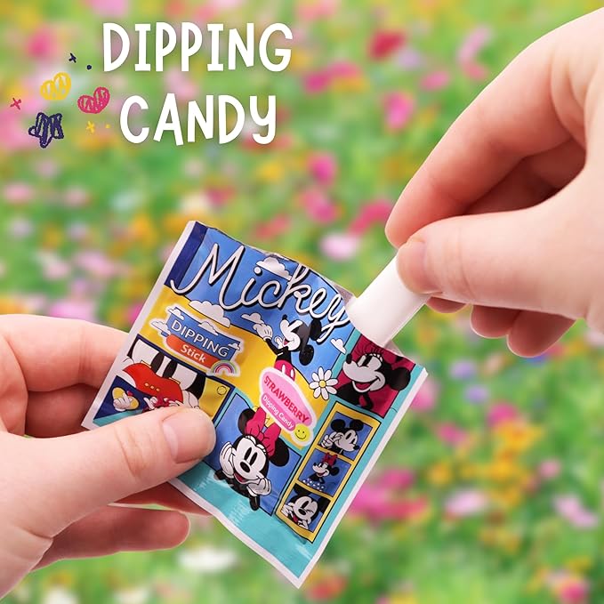 Disney Mickey and Minnie Dipping Sticks and Powder Candy, Birthday Party Treats, 20 Pouches