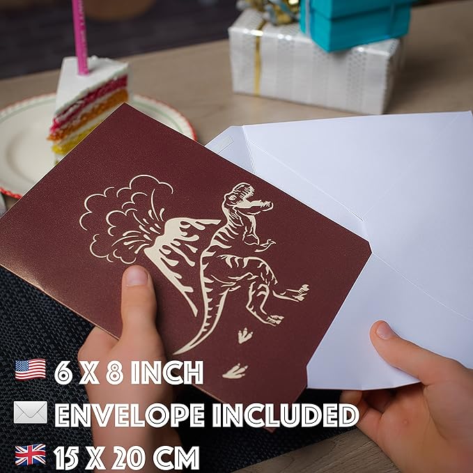 T Rex Dinosaur Birthday Card by Devine Popup Cards | 3D Cards Pop Up Birthday Cards Kids Dad Husband | Pop Up Greeting Cards | Funny 3D Card | Father Boy Son