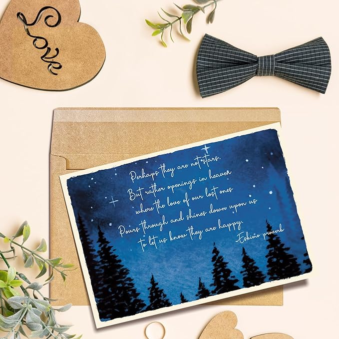 Poem Sympathy Card for Him Her, Heartfelt Condolence Card for Loss, Bereavement Cards Gift for Men Women, Perhaps They Are Not Star