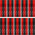 10 Pack Black and Red Backdrop Party Decorations Tinsel Curtain Halloween Party Streamer Foil Fringe Birthday Decorations Photo Booth Fancy Ball Christmas New Year Graduation Party Decor Decor