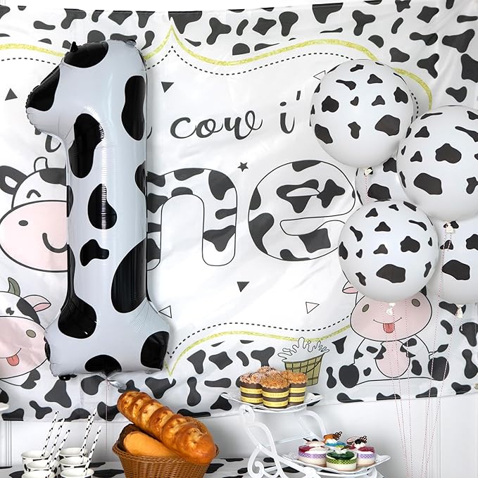 Cow Print Balloon Birthday Decorations Supplies,40 inch Number 1 Balloon | Cowgirl Theme Number Balloons for 1st Birthday Party | Farm Barn Decor for kids