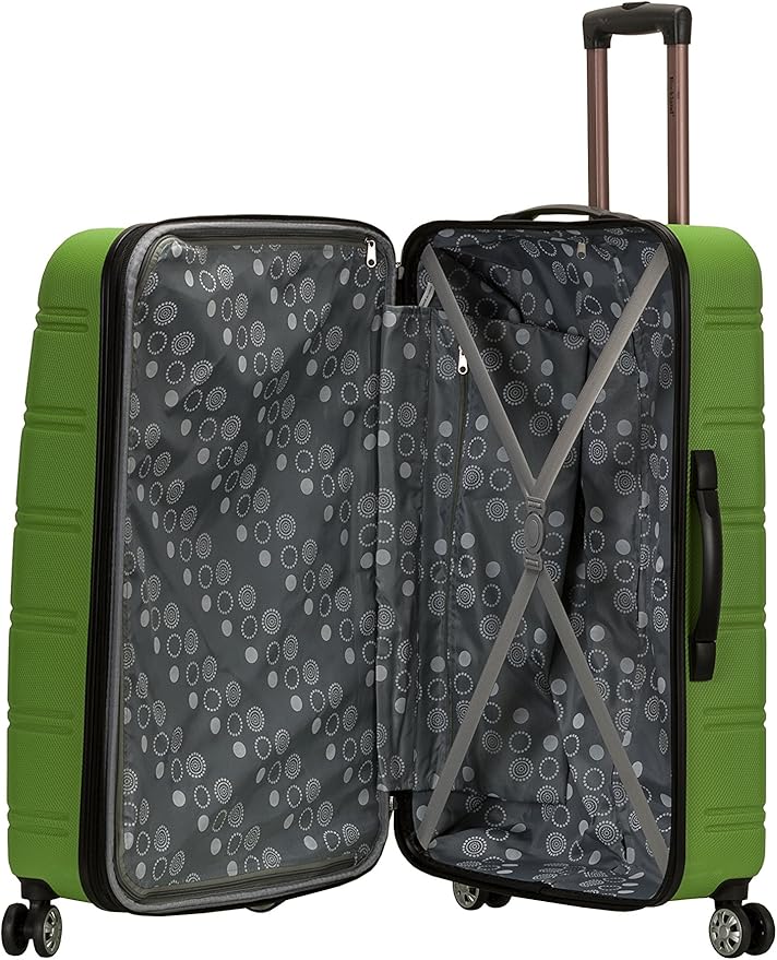 Rockland Melbourne Hardside Expandable Spinner Wheel Luggage, Checked Large 28", Green
