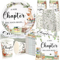 Hushee 200 Pcs Storybook Baby Shower Decorations Supplies A New Chapter Will Soon Begin Book Baby Shower Paper Plates Napkins Cups Library Reading Book Club Tableware Set for 50 Guest