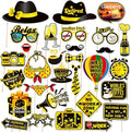 30 Pieces Retirement Photo Booth Props Happy Retirement Party Decorations Retirement Party Favors for Men Women Photobooth Kits with Sign for Party Decor Supplies (Dark Black&Yellow)