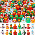 200Pcs Christmas Mini Ducks 8 Style Miniature Resin Ducks Bulk Xmas Tree Snowman Santa Reindeer Elf Gift Box Duck Figurines for Christmas Holiday Party Gifts Stocking Fillers Dollhouse Decorations
