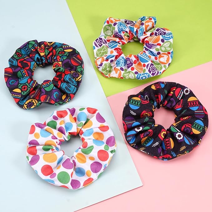 Easter Hair Ties for Women Girls Rabbit Bunny Ear Hair Scrunchies Easter Egg Elastic Hair Bands Spring Flower Hair Tie Accessories Holiday Headwear Outfits Gifts