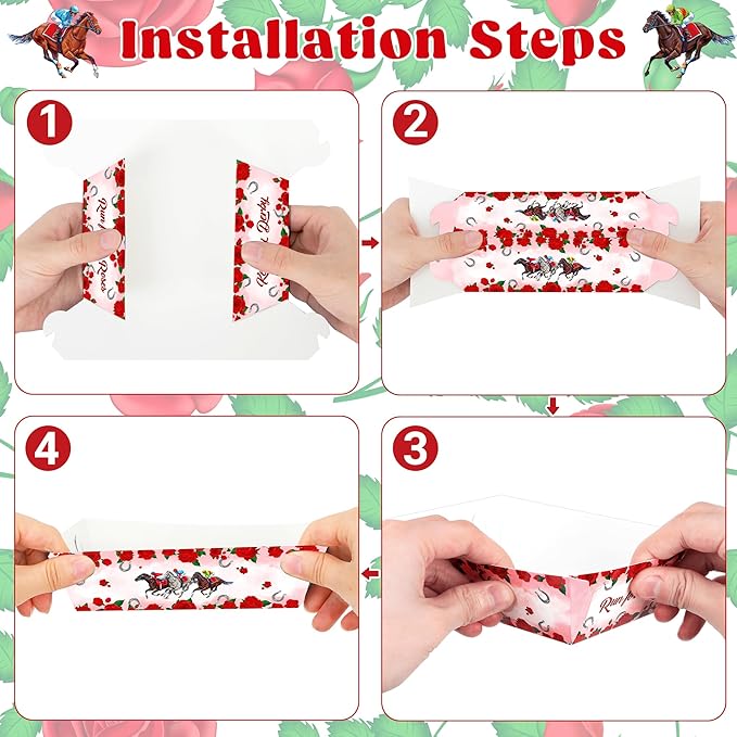 50 PCS Derby Snack Trays, Run for The Roses Large Capacity Paper Food Trays, Kentucky Disposable Plates Derby Decorations, Horse Party Decorations for Party Supplies Table Decor