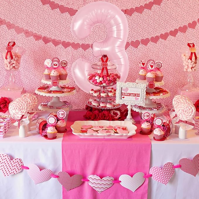 TONIFUL 40 Inch Pastel Pink Number 3 Balloon Balloon Big Pink Digital 3 Balloon for Girl's Birthday Party Wedding Bridal Shower Engagement Anniversary Photo Shoot Supplies