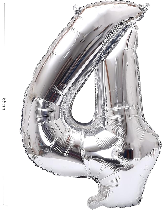 YPSelected 32 Inch Large Foil Helium Number Balloon Birthday Wedding Party 0-9 (Silver, 4)