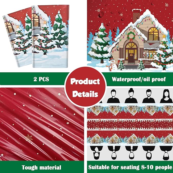 OHOME Christmas Party Decorations | Snowman Plastic Tablecloth for Christmas Decorations Indoor Outdoor Outside - Xmas Party Favors Supplies for Table Decor Backdrop Banner,2 Pack