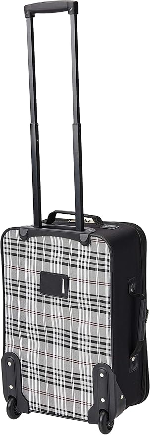 Rockland Fashion Softside 2 Piece Luggage Set, Expandable, (14" Tote/19" Upright), Black Cross