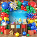 Red Yellow Blue Green Balloon Arch Garland Kit, Navy Blue Dark Green Colorful Balloons, Blue Silver Star Foil Balloons for Boy Girl Theme Birthday Party Decorations Baby Shower Backdrop