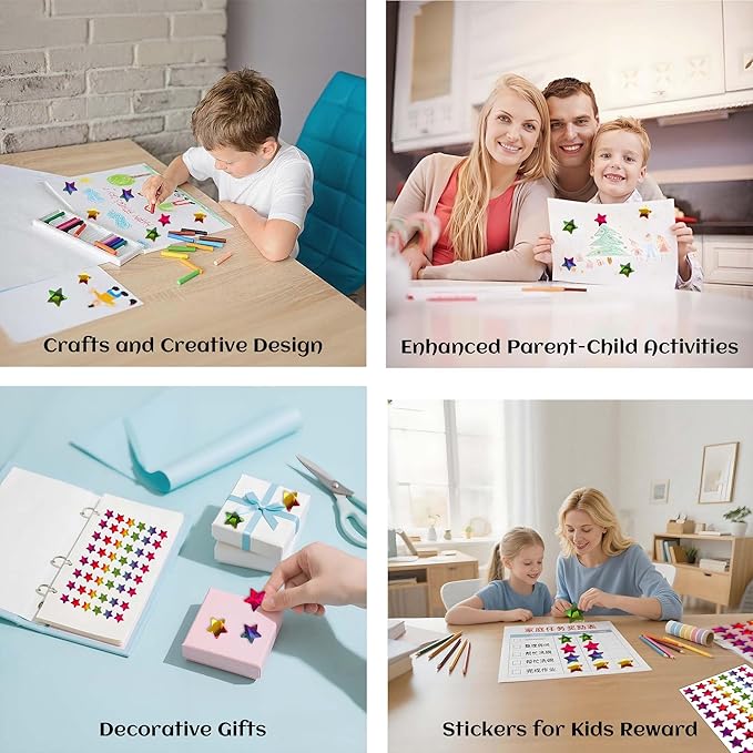 Star Stickers, Holographic Rainbow Small Star Stickers for Kids Reward, Behavior Chart,1440 Pcs 0.6" Diameter Foil Metallic Sticker for Student Planner School Classroom Teacher Supplies