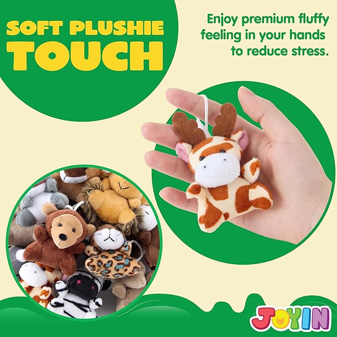 JOYIN 24 Pcs Mini Safari Animal Plush Toys (24 Units 3" Each), Animals Keychain Decoration for Kids, Small Stuffed Animal Bulk for Kids, Carnival Prizes, School Gifts, Easter Party Favor Goodie Bags