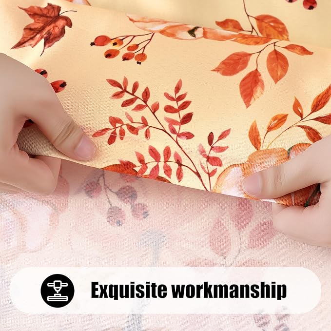 Smiry 2 Pack Rectangle Thanksgiving Table Cloth, Waterproof Elastic Fitted Tablecloths, Washable Polyester Rectangular Patio Table Cover for Autumn Harvest Parties (Pumpkin Leaf, 30"x72")