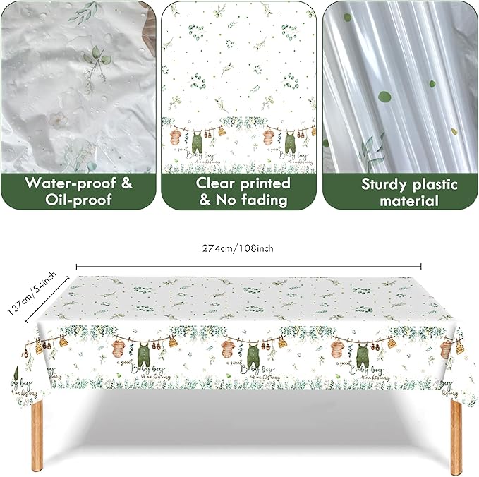 Baby Boy Shower Party Decorations – 194 PCS A Sweet Boy Is On His Way Party Supplies for 24 Guests, Includes Plates, Cups, Napkins, Cutlery, Banner & Tablecloth
