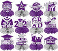 12pcs Graduation Table Decorations 2026, Purple Graduation Decorations 2026 Purple and Silver Graduation Centerpieces for Tables,Class of 2026 Centerpieces Honeycomb for Congrats Grad Table Decor