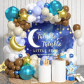 Brown Blue Balloon Garland Kit, 120pcs Blue Brown White Balloon Arch Kit With Blue 4d Foil Balloon And Gold Star Foil Balloons Different Sizes For Birthday Baby Shower Anniversary Party Wedding Decor
