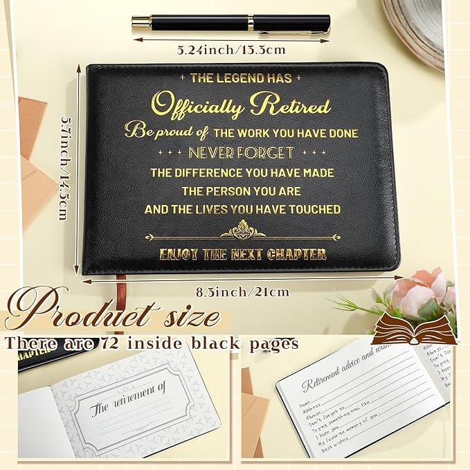 Ctosree Retirement Guest Book with Signature Pen Retirement Party Gift Supplies for Women Men Office Colleague Advice and Wishes Decorations(Thanks)