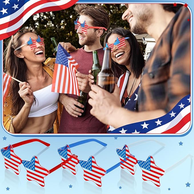 4th of July Star Glasses American Flag Glasses Patriotic USA Flag 250th Anniversary Independence Day Decoration