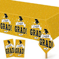 2 PCS 2026 Graduation Table Decorations, 108" X 54" Yellow Plastic Graduation Table cloths, Disposable Tablecover for Class 2026 Congrats Grad, Rectangle TableCloths for Grad Decor Party Supplies