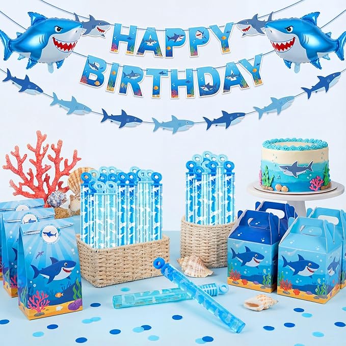 32 Pcs Shark Themed Bubbles Wands Cute Bubbles Party Favors for Adult Summer Activity Animal Birthday Party Goodie Bag Stuffers Gifts Wedding Supplies