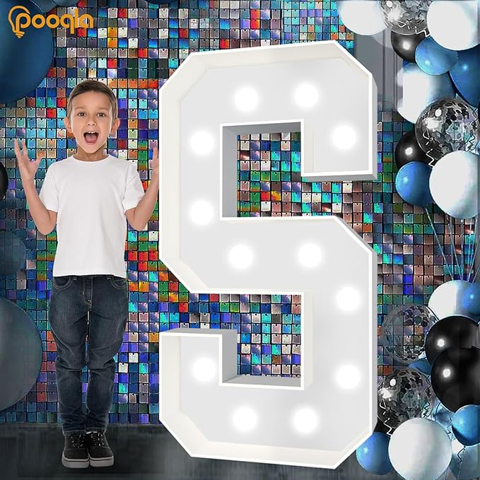Pooqla 4 FT Marquee Light Up Letters, Giant LED Sign Cool White and Warm White Marquee Letter 4 Feet Tall, Big Mosaic Letter Y for Balloons Birthday Party Anniversary Wedding Decorations