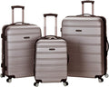 Rockland Melbourne Hardside 3 Piece Expandable Spinner Wheel Luggage Set, (20"/24"/28"), Silver
