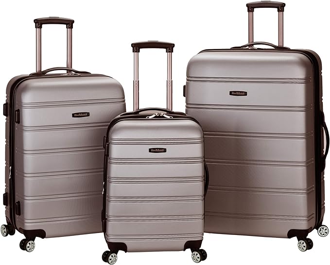 Rockland Melbourne Hardside 3 Piece Expandable Spinner Wheel Luggage Set, (20"/24"/28"), Silver