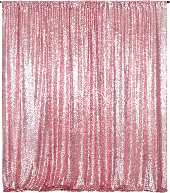 Juya Delight 6ft x 8ft Fuchsia Pink Sequin Backdrop Curtain, Shimmer Wall Backdrop Glitter Backdrop Curtain for Party Birthday Decoration