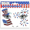 4th of July Face Gems, Fourth of July Celebration Face Jewels, Patriotic Tattoo with USA Flag Stars Designs, Sparkle Glitter Red Blue Silver for Independence Day, Parades, Parties 2 Sheets (style2)