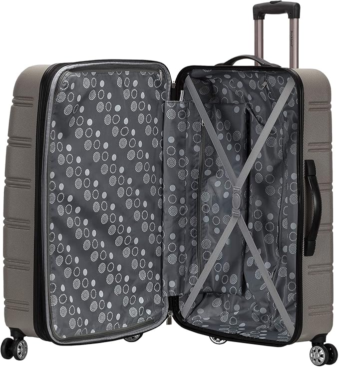 Rockland Melbourne Hardside 3 Piece Expandable Spinner Wheel Luggage Set, (20"/24"/28"), Silver